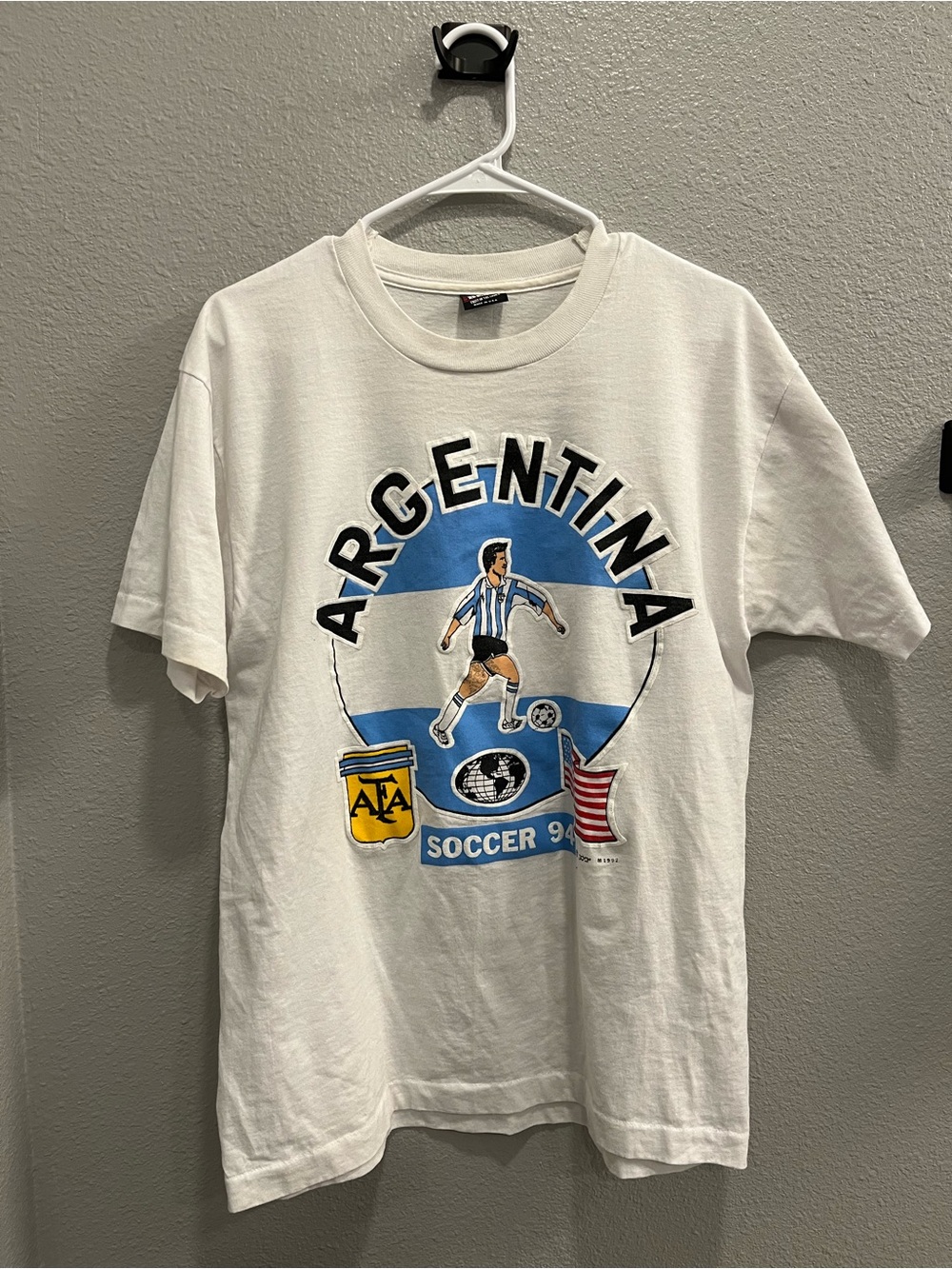 FA White and Light Blue Argentina Soccer Graphic Tee